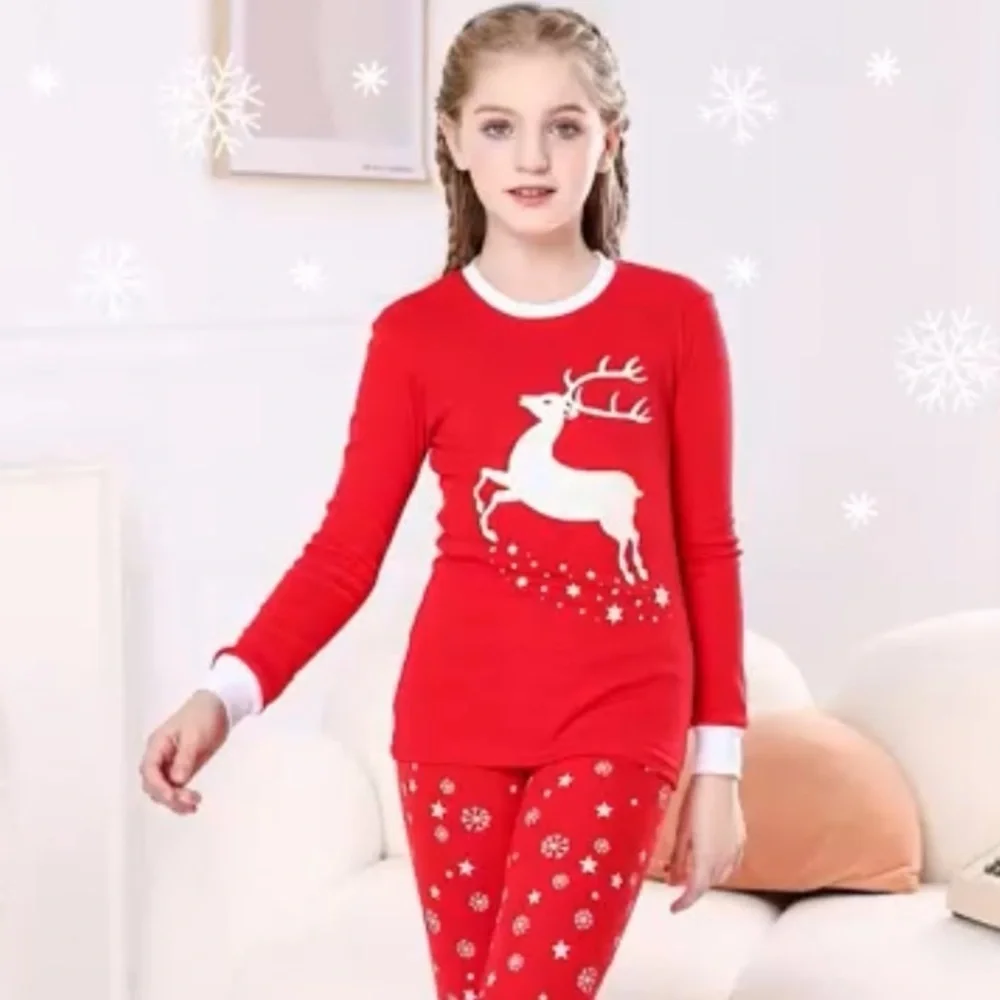 DOLPHIN & FISH Girls Reindeer Pajamas